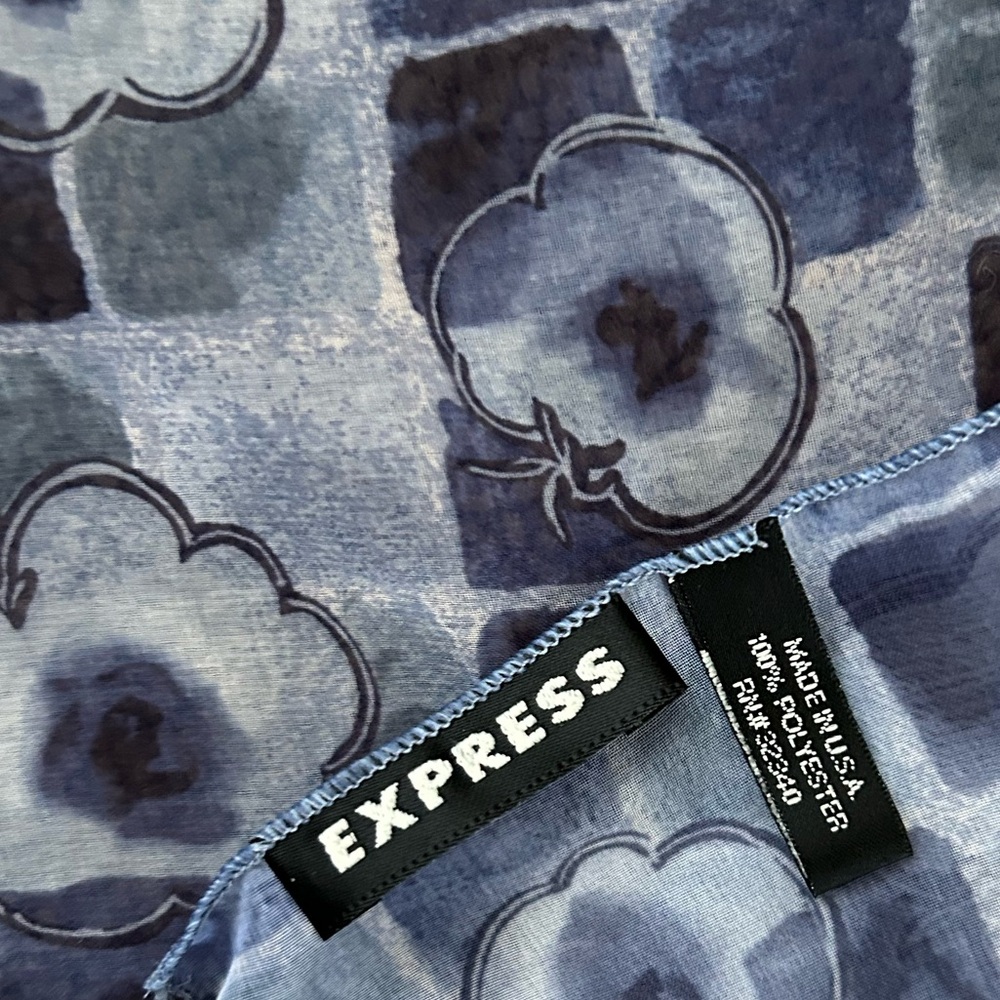 Vintage Express Blue Pattern Scarf - Picture 4 of 4